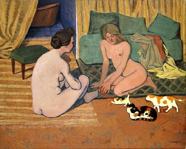 Felix  Vallotton Femmes nues aux chats Spain oil painting art